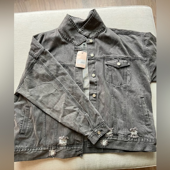 Missguided Jackets & Blazers - Dark washed black jean jacket